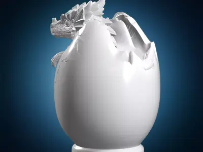 Hatching Dragon Egg 3D Print Model 3D print model