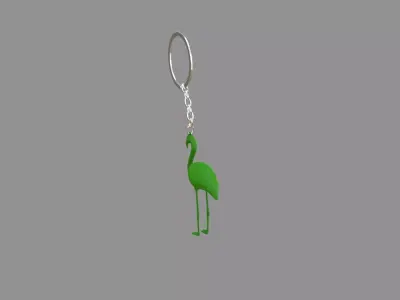  flamingo keychain green 3D model