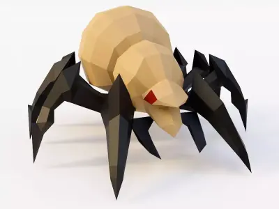 Spider 3d model polygonal with eyes Low-poly 3D model