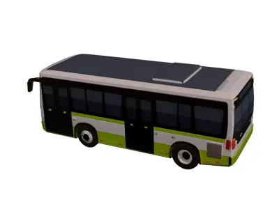 Low Poly Modern Short City Bus Model PBR Texture Low-poly 3D model