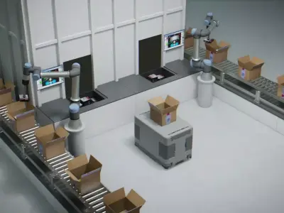 Packing Industrial Robots Animated Low-poly 3D model