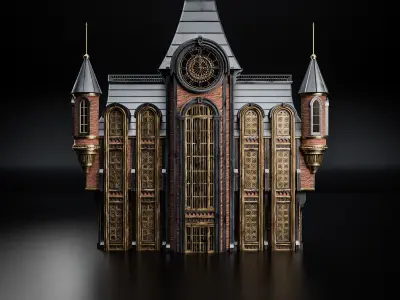 ART DECO STEAMPUNK BUILDING PACK 6 BUILDING 3D Model Collection