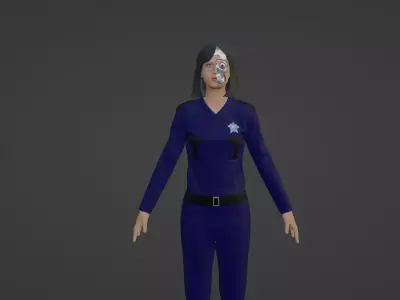 Cyber Police - Robot Woman Low-poly 3D model