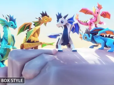 Little Dragons Sea Low-poly 3D model