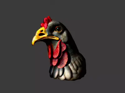 Chicken Animal Head Low-poly 3D model