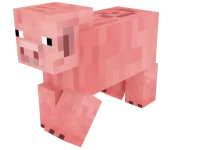 Walking Minecraft Pig 3D model