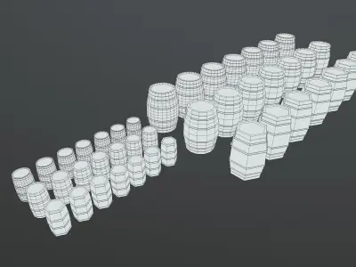 Wood Barrels Pack PBR Low-poly 3D model