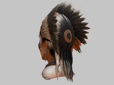 Aztec Woman Head Bust Low-poly 3D model