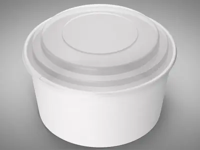 Paper Food Bowl with Clear Lid for Soup for Salad 32 Oz 1000 ml Mockup 3D model