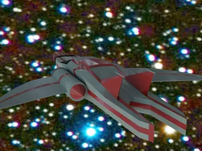 Spaceship flying in sky Free low-poly 3D model