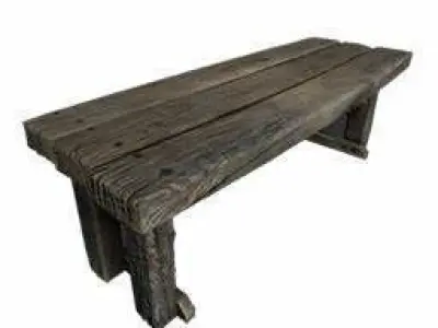 Bensh wooden bench with metal legs 3D print model