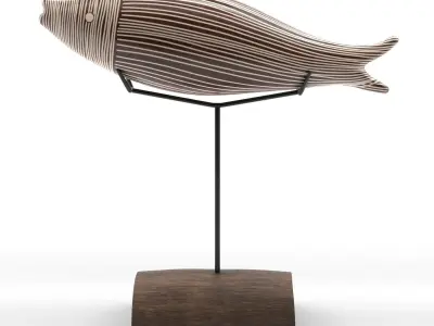 Fish wooden painted decoration for interiors 3D model