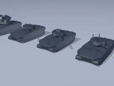 A set of armored infantry vehicles Low-poly 3D model