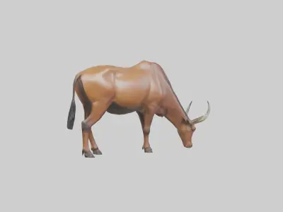 Hartebeest grazing model Low-poly 3D model