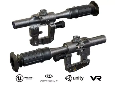 Optical Sniper Sight PSO-1 Low-poly 3D model