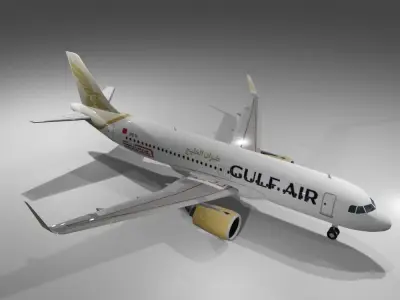 Gulf air airbus a320neo 3d model  Low-poly 3D model