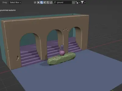 Simple desert stone scene Low-poly 3D model