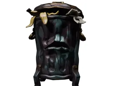 Unique Trash Bin  Low-poly 3D model