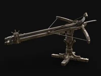BALLISTA PROJECTILE LAUNCHER WAR MACHINE MEDIEVAL SIEGE ENGINE Low-poly 3D model