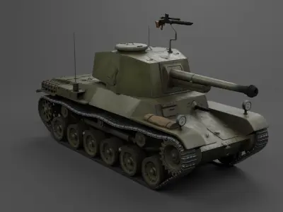 Type 3 Chi-Nu medium tank Low-poly 3D model