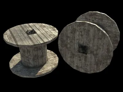 Wooden Cable reel 3D model Low-poly 3D model