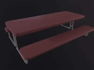 School Picnic Table 3D Model Low-poly 3D model