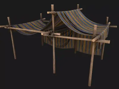 Medieval knight Tent Stalls Low-poly 3D model
