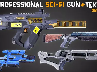 30 Professional Sci-Fi Gun and Textures Vol 16 Low-poly 3D model