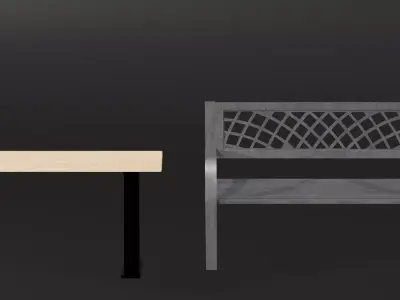 2 Park Benches 3D model