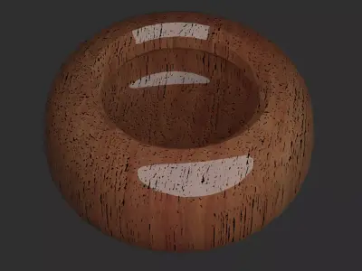 Bowl in ancient style dark wood dirty with oil on surface Low-poly 3D model