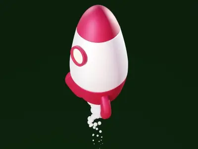 Low Poly 3D Cartoon Rocket Game ready model spaceship 3D model