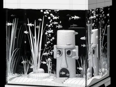 Aquarium with Squidward house 3D model
