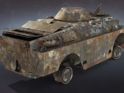 BRDM-2 Burnt Low-poly 3D model