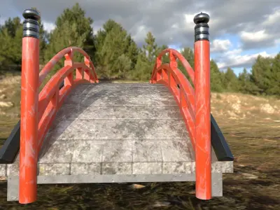 Japanese Bridge Low-poly 3D model