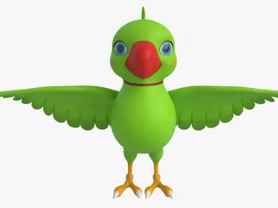 Cartoon Parrot Low-poly 3D model
