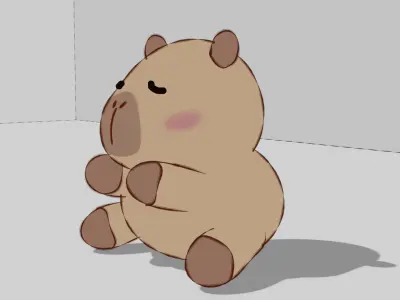 cute capybara 2D look in Blender Free low-poly 3D model