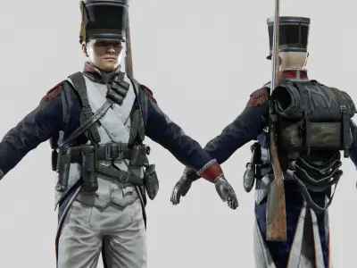 Soldier Napoleon Infantry Rigged Low-poly 3D model