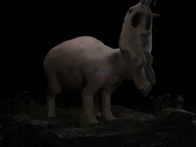 Pachyrhinosaurus dinosaur on rock 3D model