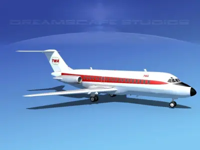 Douglas DC-9-15 TWA 1 3D model