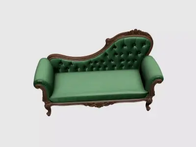 Classic Tufted Emerald Green Chaise Lounge - Luxury Sofa  11 Free 3D model