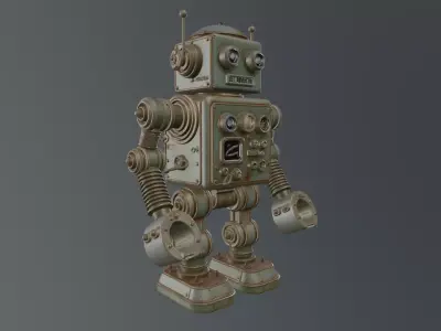 retro robot 3D model buy