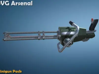 Minigun pack - HQ Low-poly 3D model