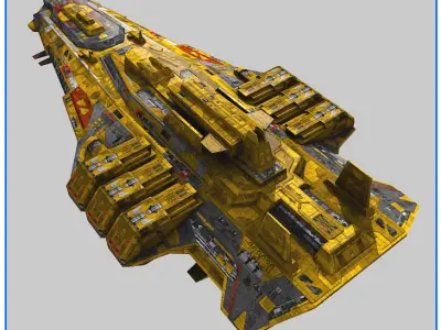 LowPoly Starship Cruiser Low-poly 3D model