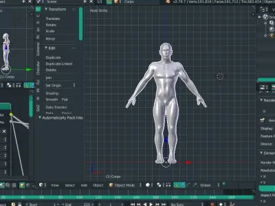 Humano Man Base Mesh Rigged with white texture Low-poly 3D model
