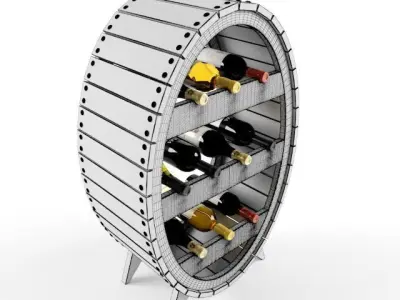 Wine shelf Free 3D model
