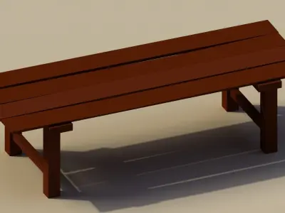 Low Poly Wooden Bench Low-poly 3D model