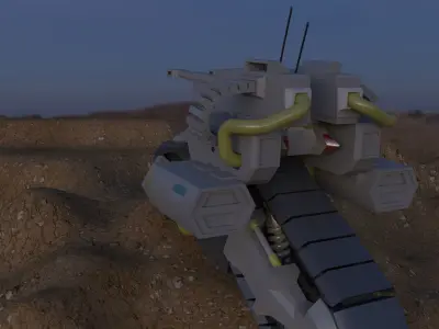 Mototank futuristic motorcycle in desert 3D model