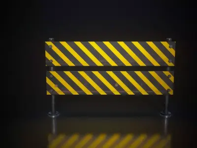 Free Road Barrier Variation 3 Low Poly PBR Game-Ready Asset Free low-poly 3D model
