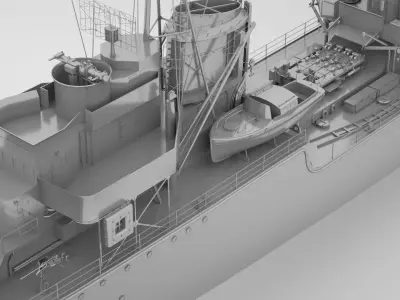 Type 1936 German Destroyer - Kriegsmarine Low-poly 3D model