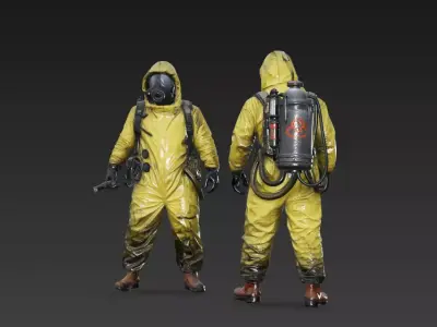 Post Apocalyptic Hazmat Character  Biohazard Containment  3D model